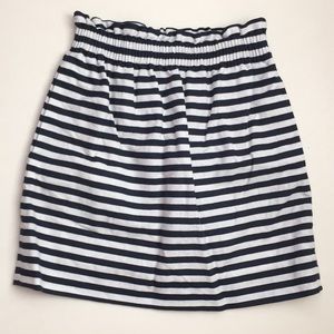 J. CREW Linen/Cotton Skirt, Fully Lined, Navy Blue & White, Like New - SZ 0